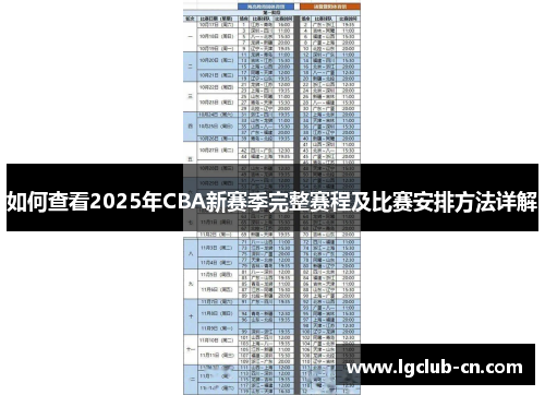 如何查看2025年CBA新赛季完整赛程及比赛安排方法详解