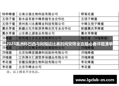 2025美洲杯巴西与阿根廷比赛时间安排全攻略必看详细清单